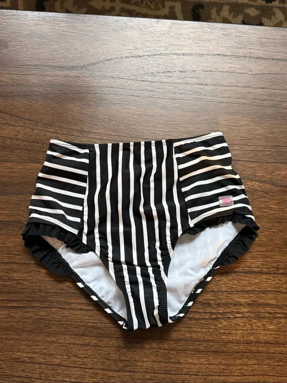Ruffle butts Black and White Striped Bikini Bottoms Girls 14